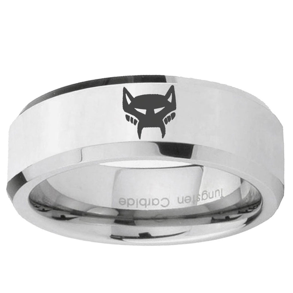 10mm Maximal Beveled Edge Silver Tungsten Ring