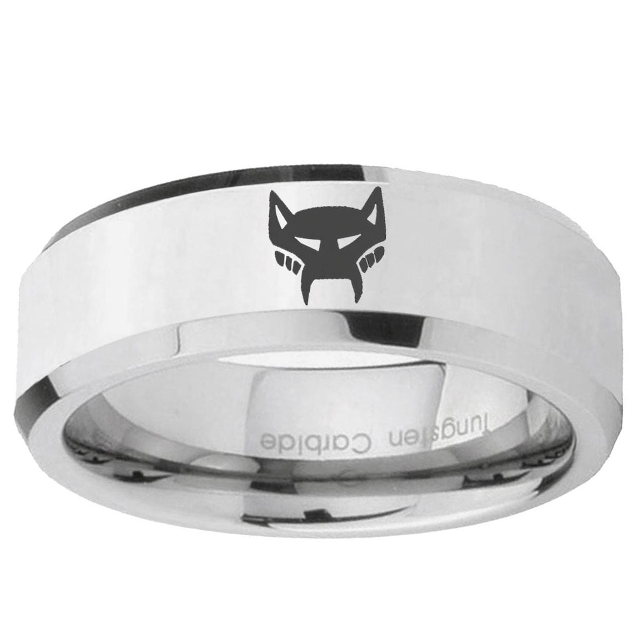10mm Maximal Beveled Edge Silver Tungsten Ring