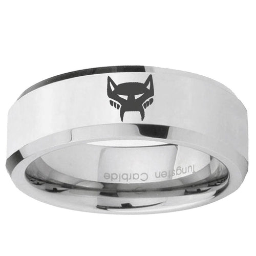 10mm Maximal Beveled Edge Silver Tungsten Ring