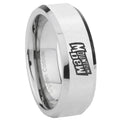 10mm Mountain Dew Beveled Edges Silver Tungsten Carbide Wedding Band Mens