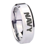 10mm-Navy-Beveled-Edges-Silver-Tungsten-Carbide-Wedding-Engagement-Ring