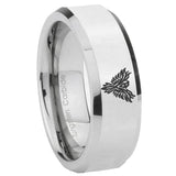 8mm Phoenix Beveled Edges Silver Tungsten Carbide Men's Engagement Band