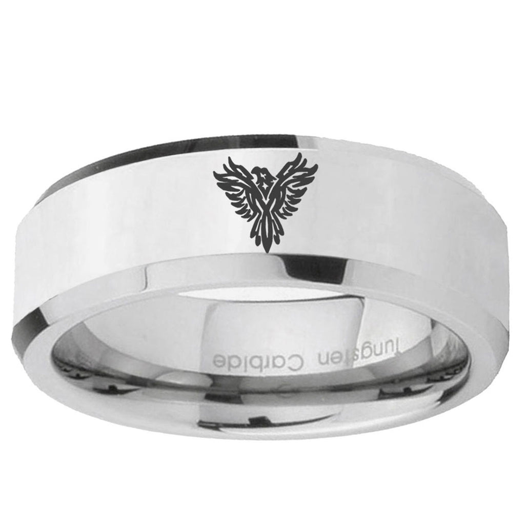 10mm Phoenix Beveled Edge SilverTungsten Ring
