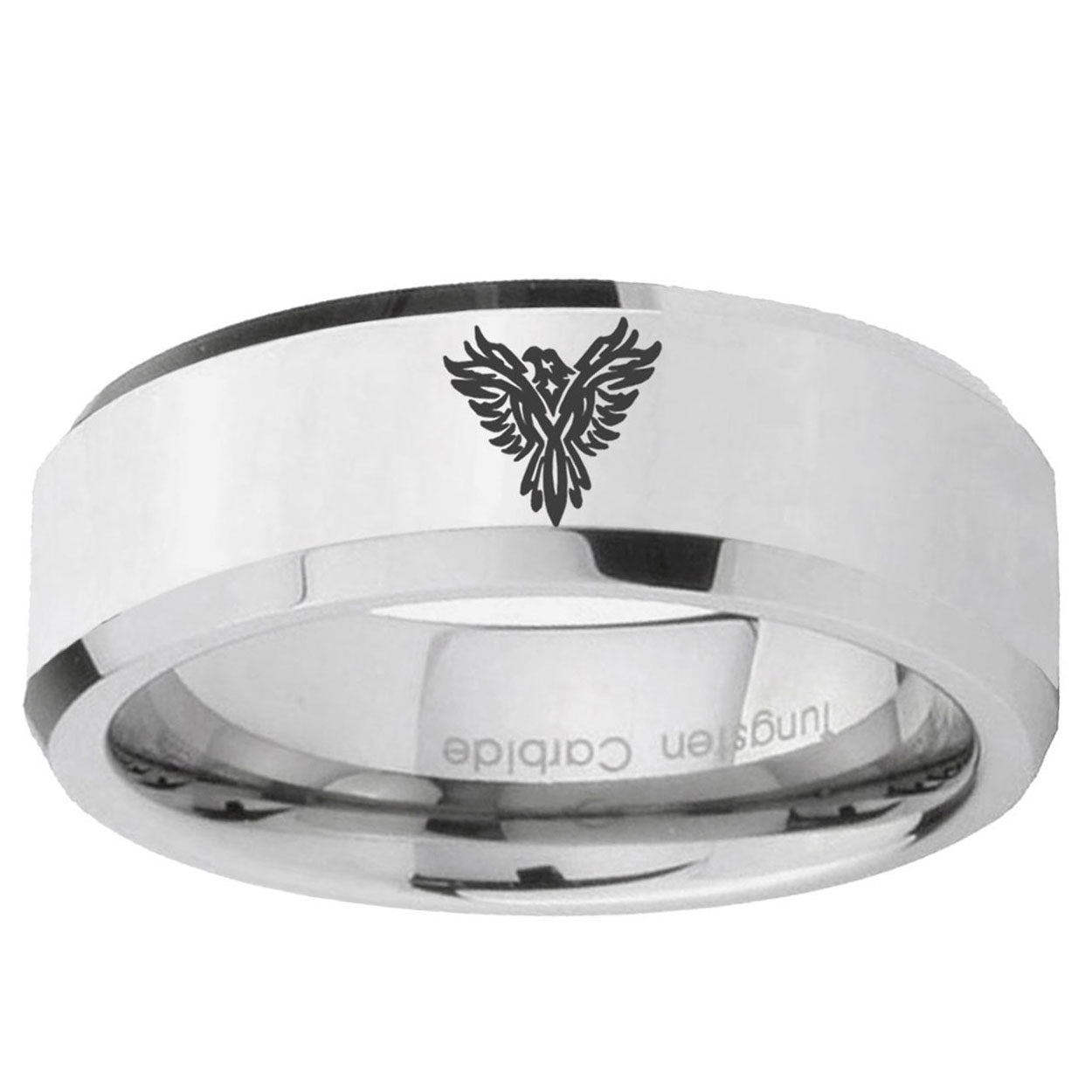 10mm Phoenix Beveled Edge SilverTungsten Ring