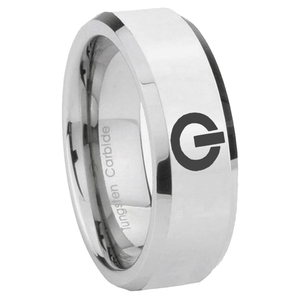 10mm Power Beveled Edges Silver Tungsten Carbide Wedding Band Ring