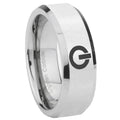 10mm Power Beveled Edges Silver Tungsten Carbide Wedding Band Ring