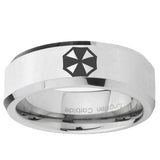 5, 8mm Resident Evil Beveled Edge Silver Tungsten Ring