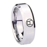 8mm Red Lantern Beveled Edge Silver Mens Work Rings