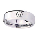 5, 8mm Red Lantern Beveled Edge Silver Mens Work Rings