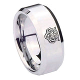 10mm-Lion-Beveled-Edges-Silver-Tungsten-Carbide-Mens-Ring-Engraved
