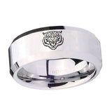 10mm-Lion-Beveled-Edges-Silver-Tungsten-Carbide-Mens-Ring-Engraved