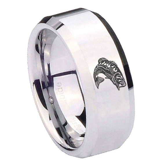10mm-Fishing-Beveled-Edges-Silver-Tungsten-Carbide-Mens-Ring-Engraved