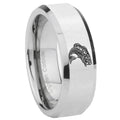 8MM Fishing Bevel Polish Silver Tungsten Ring For Him