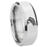 8mm Fishing Beveled Edges Silver Tungsten Carbide Men's Band Ring