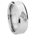 8MM Game of thrones Bevel Polish Silver Tungsten Mens Band