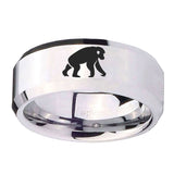 10mm-Chimpanzee-Beveled-Edges-Silver-Tungsten-Carbide-Mens-Ring-Engraved