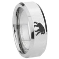 8MM Chimpanzee Bevel Polish Silver Tungsten Promise Ring