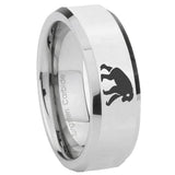 8mm Chimpanzee Beveled Edges Silver Tungsten Carbide Men's Band Ring