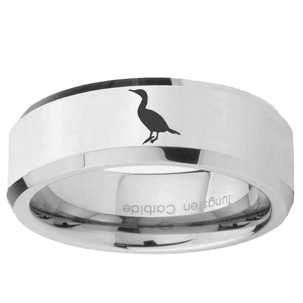 10mm Cormorant Beveled Edge Silver Tungsten Ring