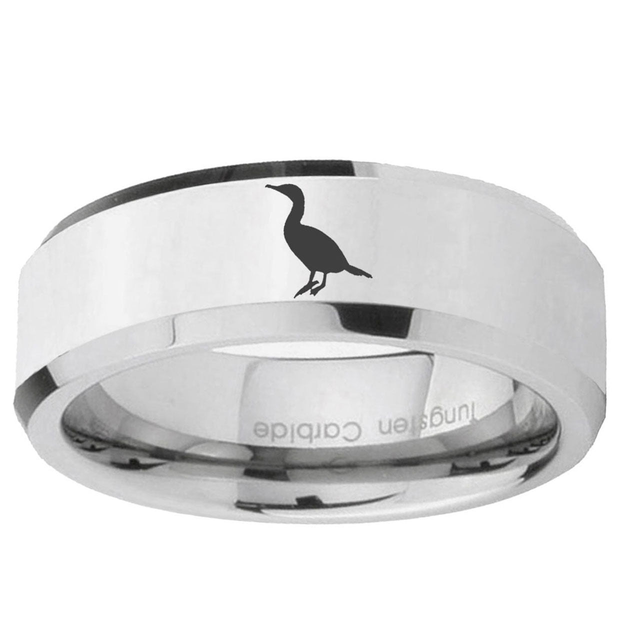 10mm Cormorant Beveled Edge Silver Tungsten Ring