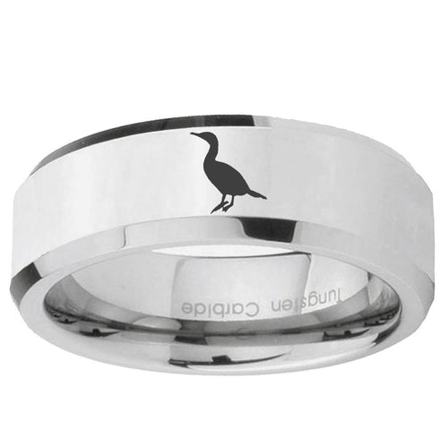 10mm Cormorant Beveled Edge Silver Tungsten Ring