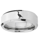5, 8mm Cormorant Beveled Edge Silver Tungsten Ring