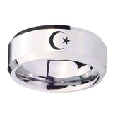 10mm-Crescent-Moon-Stars-Beveled-Edges-Silver-Tungsten-Carbide-Mens-Ring-Engraved