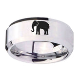 10mm-Elephant-Beveled-Edges-Silver-Tungsten-Carbide-Mens-Ring-Engraved
