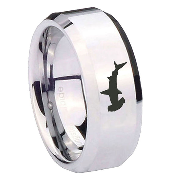 10mm-Hammerhead-Shark-Beveled-Edges-Silver-Tungsten-Carbide-Mens-Ring-Engraved