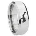 8MM Hammerhead Shark Bevel Polish Silver Tungsten Comfort Fit Ring