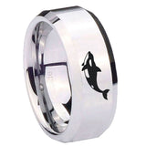 10mm-Keller-Whale-Beveled-Edges-Silver-Tungsten-Carbide-Mens-Ring-Engraved