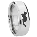 8MM Otter Bevel Polish Silver Tungsten Engravable Ring