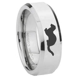 8mm Otter Beveled Edges Silver Tungsten Carbide Men's Band Ring