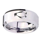10mm-Penguin-Beveled-Edges-Silver-Tungsten-Carbide-Mens-Ring-Engraved