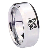 10mm-Raccoon-Animal-Beveled-Edges-Silver-Tungsten-Carbide-Mens-Ring-Engraved