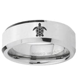5, 8mm Sea Turtle Beveled Edge Silver Men's Work Rings