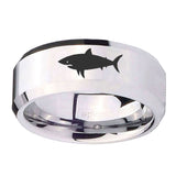 10mm-Shark-Beveled-Edges-Silver-Tungsten-Carbide-Mens-Ring-Engraved