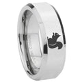 8MM Squirrel Bevel Polish Silver Tungsten Engravable Ring
