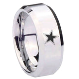 10mm-Cowboys-Star-Beveled-Edges-Silver-Tungsten-Carbide-Mens-Ring-Engraved
