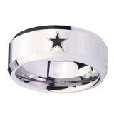 10mm-Cowboys-Star-Beveled-Edges-Silver-Tungsten-Carbide-Mens-Ring-Engraved