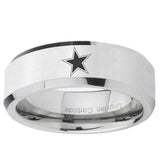 5, 8mm Cowboys Star Beveled Edge Silver Tungsten Ring