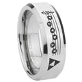 8MM Ocarina Songs Zelda Bevel Polish Silver Tungsten Wedding Band