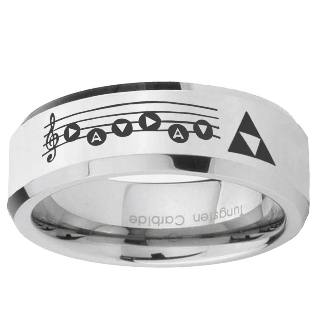 5MM Ocarina Songs Zelda Bevel Polish Silver Tungsten Wedding Band