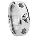 8MM Zelda Majora's Mask Bevel Polish Silver Tungsten Wedding Band