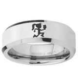 5, 8mm Hatchet Woman Beveled Edge Silver Tungsten Ring
