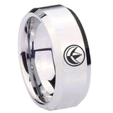 10mm-Green-Ranger-Power-Beveled-Edges-Silver-Tungsten-Carbide-Mens-Ring-Engraved
