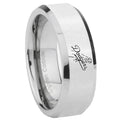 8MM LA Dogers MLB Baseball Bevel Polish Silver Tungsten Ring