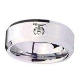 10mm-Masonic-Shriners-Beveled-Edges-Silver-Tungsten-Carbide-Men's-Wedding-Ring