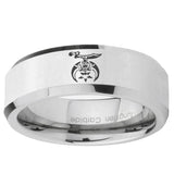 10mm Masonic Shriners Beveled Edge Silver Tungsten Ring