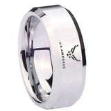 8mm-Mirror-Bevel-Edges-US-Air-Force-Silver-Tungsten-Laser-Engraved-Ring